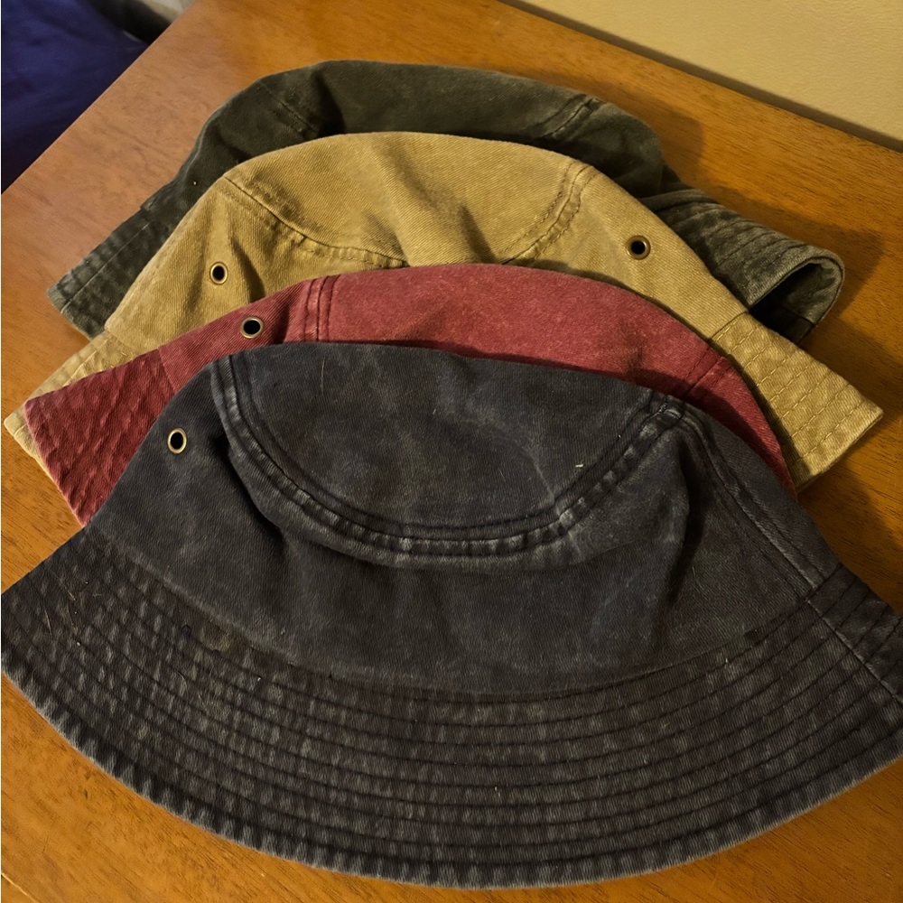 Men's Washed Cotton Bucket Hat - Black, Burgundy, Olive, Tan